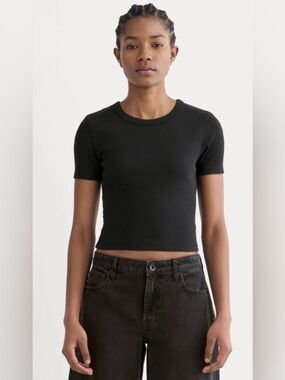 New Everlane THE ’90S RIB TEE in Black Size S